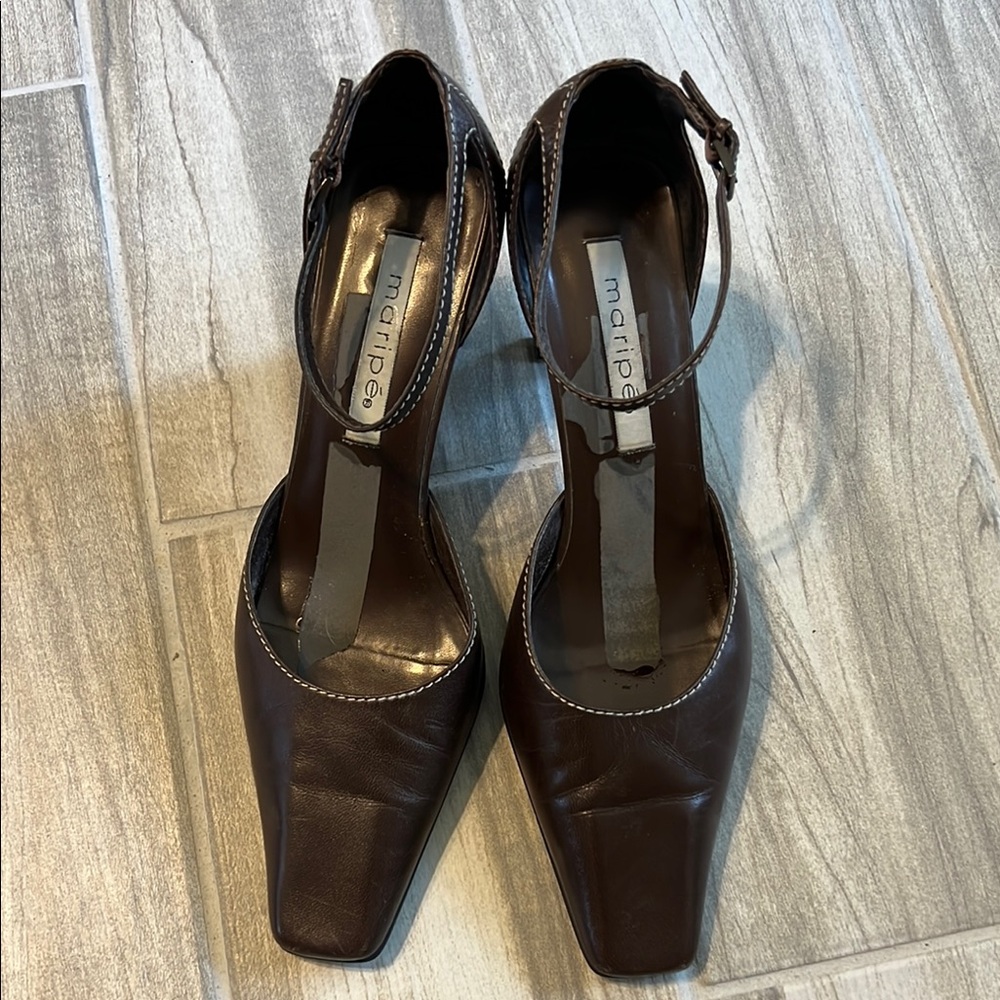 Women's Brown Maripe Leather Shoes
